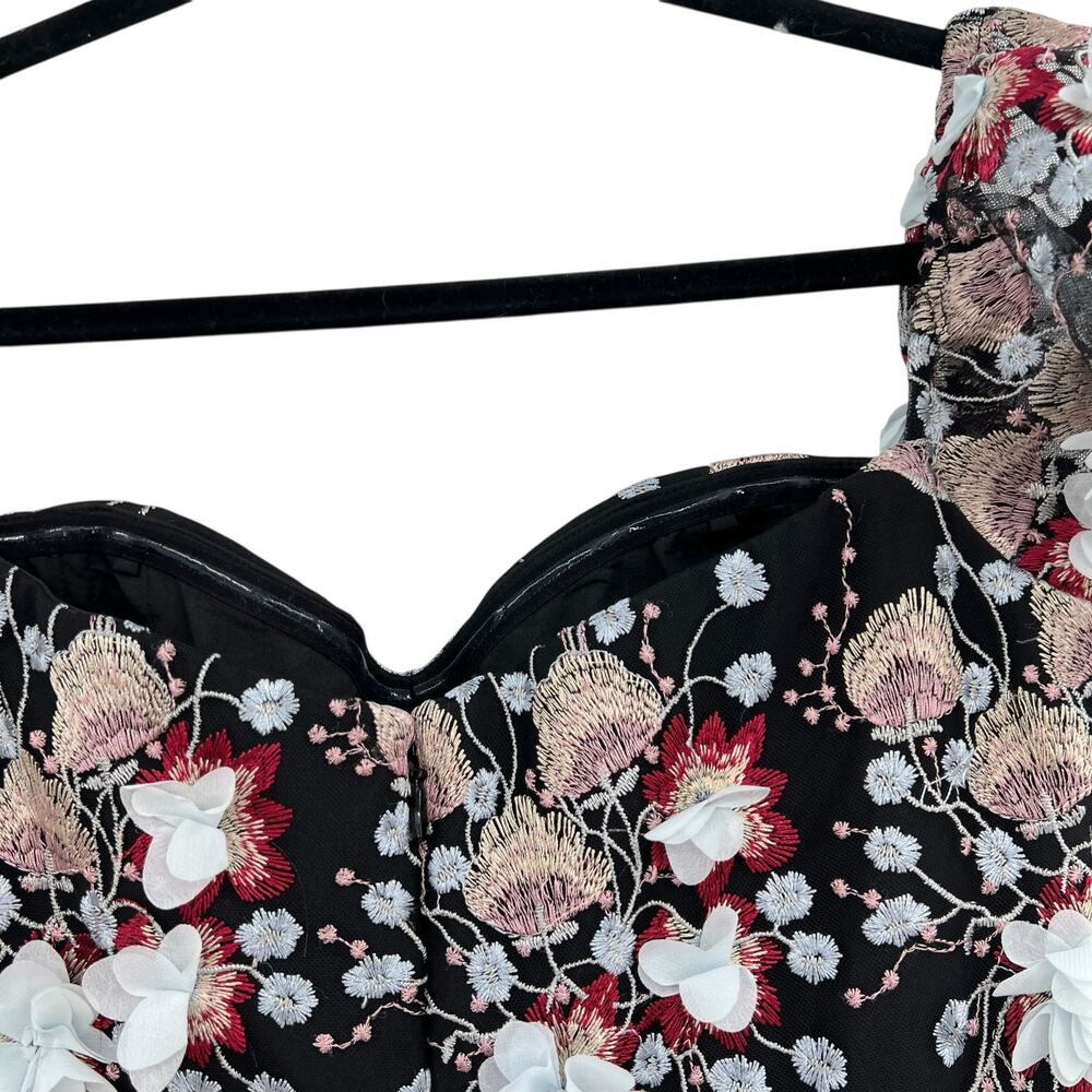 Dress the Population Tara Floral‎ Embroidered Black Multi Dress Size Large - Picture 8 of 12